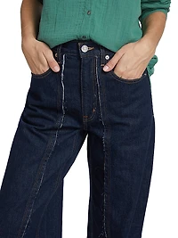 Cassie High-Rise Raw-Edge Seamed Barrel-Leg Jeans