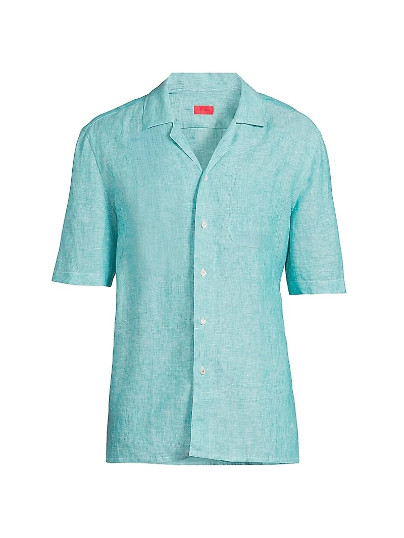 Linen Slim-Fit Camp Shirt