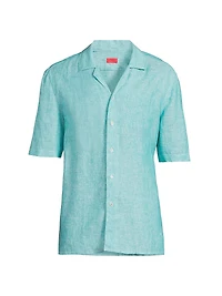 Linen Slim-Fit Camp Shirt