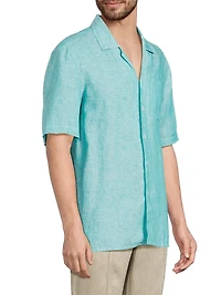 Linen Slim-Fit Camp Shirt