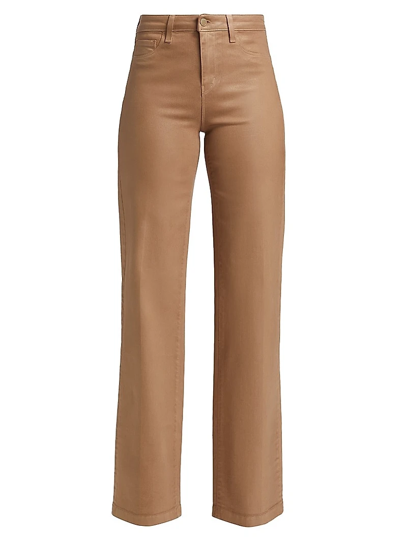 Clayton Coated High-Rise Wide-Leg Jeans