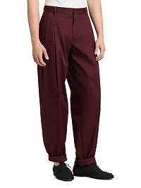 Pleated Stretch-Cotton Relaxed-Fit Pants