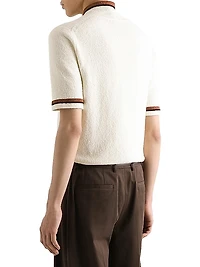 Cotton-Blend Knit Zip-Front Polo Shirt