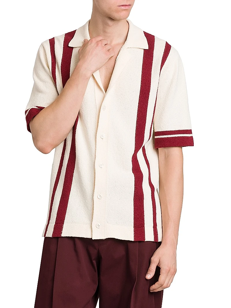 Striped Cotton-Blend Knit Slim-Fit Shirt