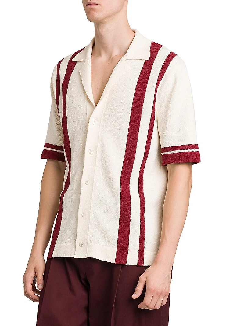 Striped Cotton-Blend Knit Slim-Fit Shirt