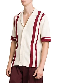 Striped Cotton-Blend Knit Slim-Fit Shirt