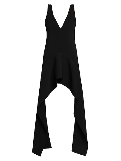 V-Neck Draped Hem Minidress