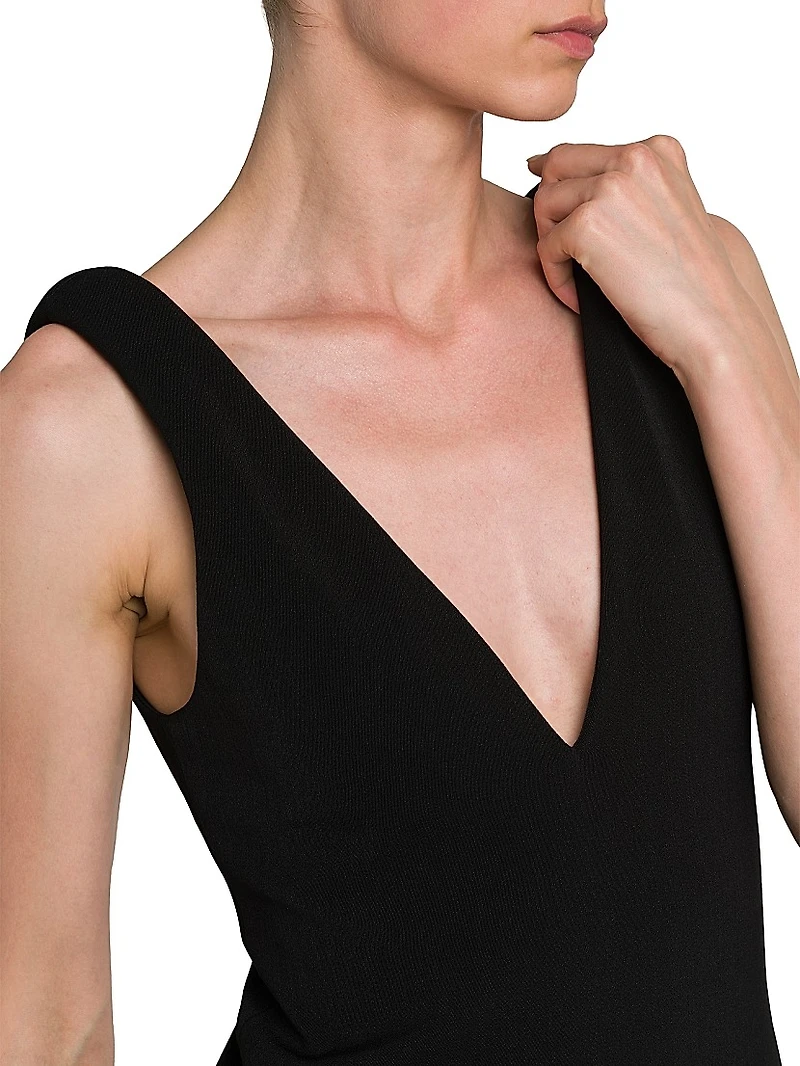 V-Neck Draped Hem Minidress