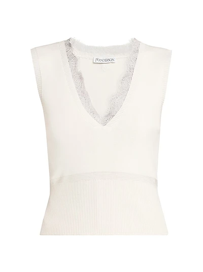 Lace-Trim V-Neck Top