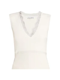 Lace-Trim V-Neck Top