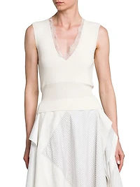 Lace-Trim V-Neck Top