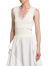 Lace-Trim V-Neck Top