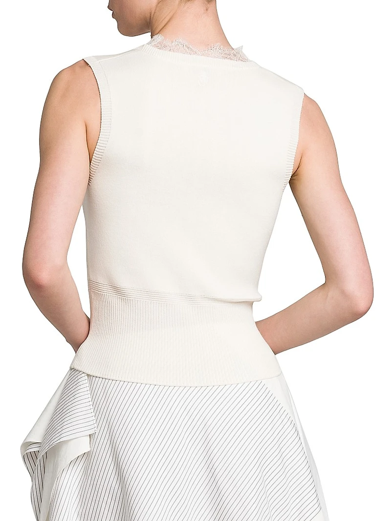 Lace-Trim V-Neck Top