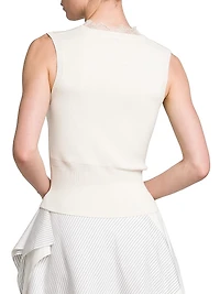 Lace-Trim V-Neck Top