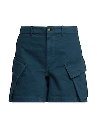 High-Waist Cotton Cargo Shorts
