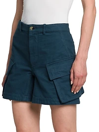 High-Waist Cotton Cargo Shorts