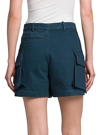 High-Waist Cotton Cargo Shorts