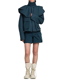 High-Waist Cotton Cargo Shorts