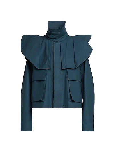 Cropped Cotton Trench Jacket
