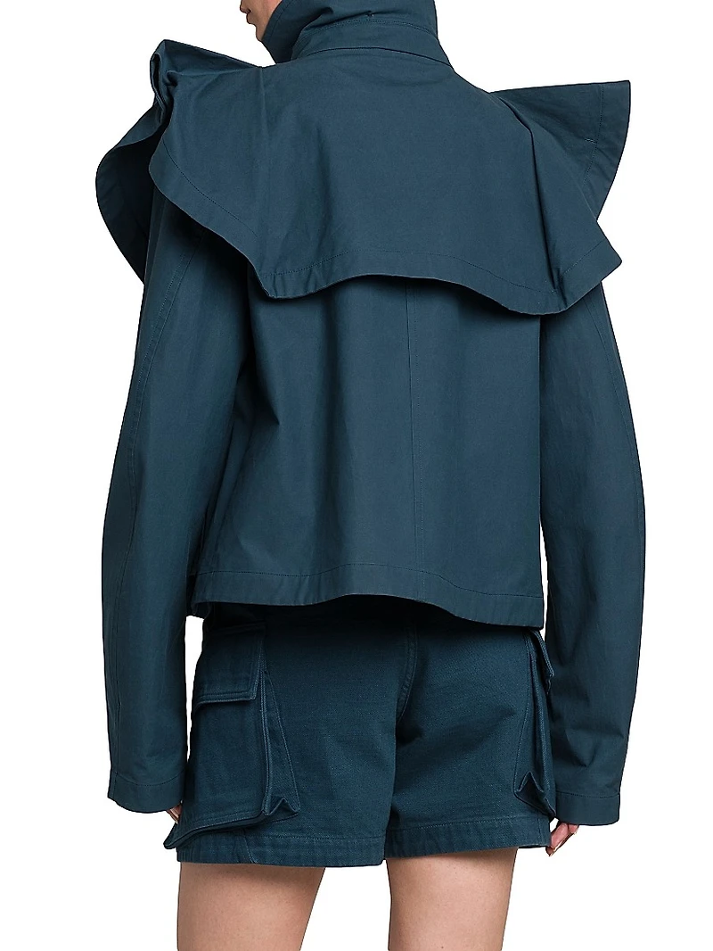 Cropped Cotton Trench Jacket