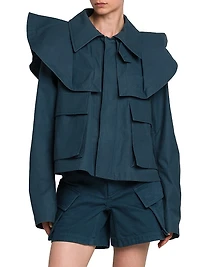 Cropped Cotton Trench Jacket