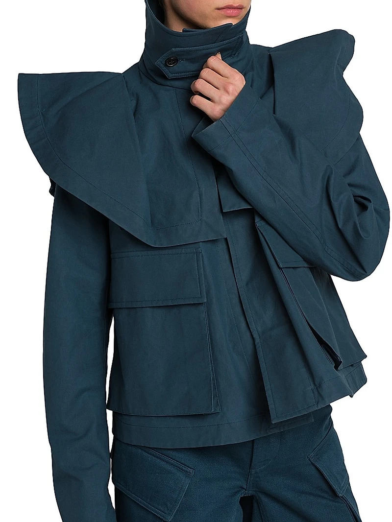 Cropped Cotton Trench Jacket