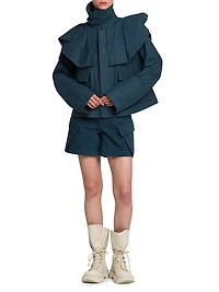 Cropped Cotton Trench Jacket