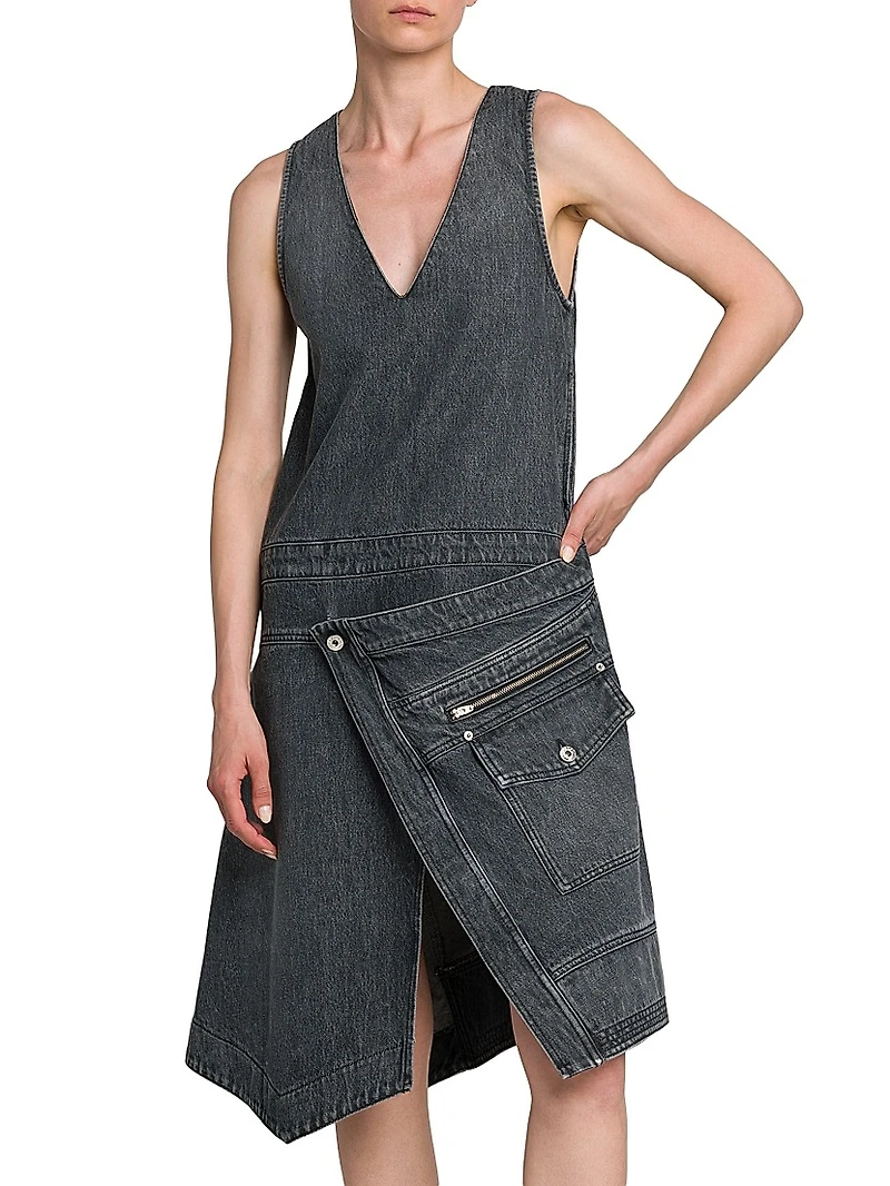 Denim Sleeveless Wrap Dress