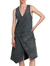 Denim Sleeveless Wrap Dress
