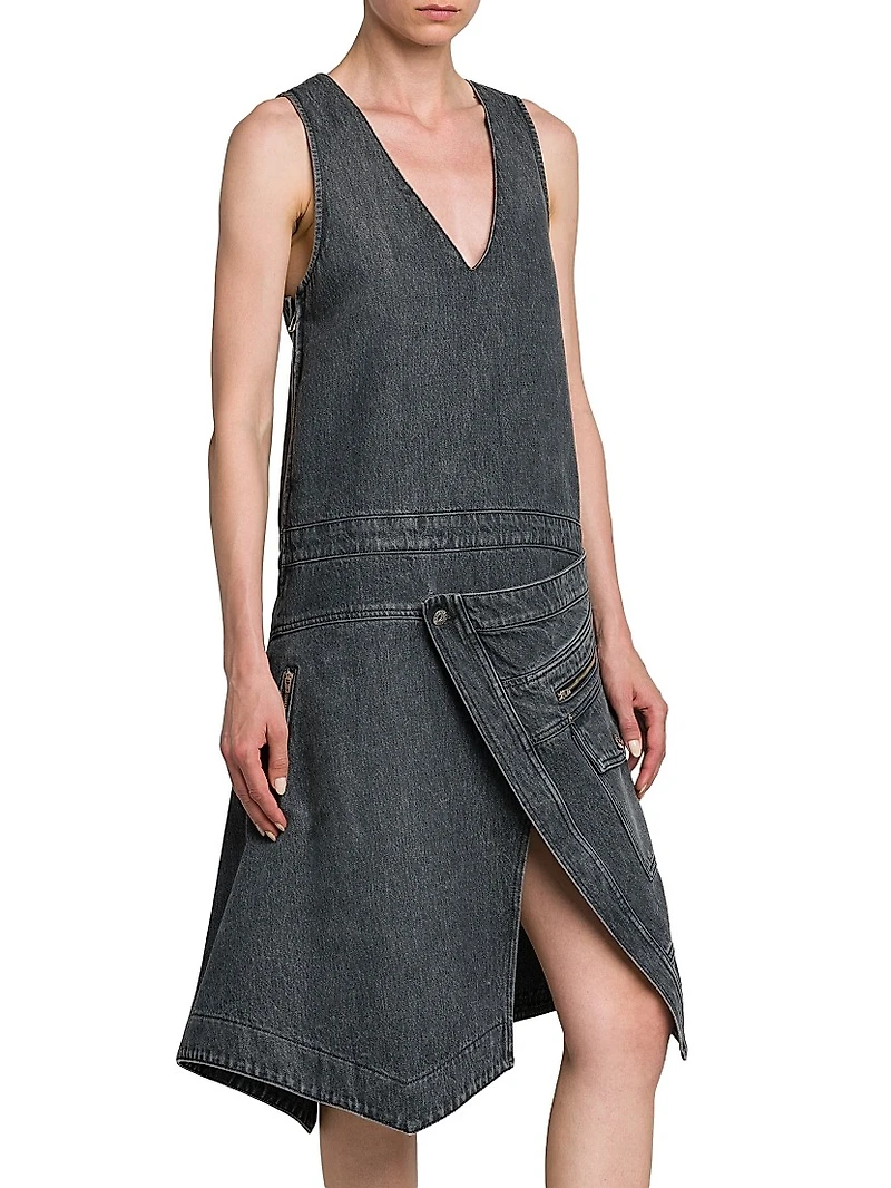 Denim Sleeveless Wrap Dress