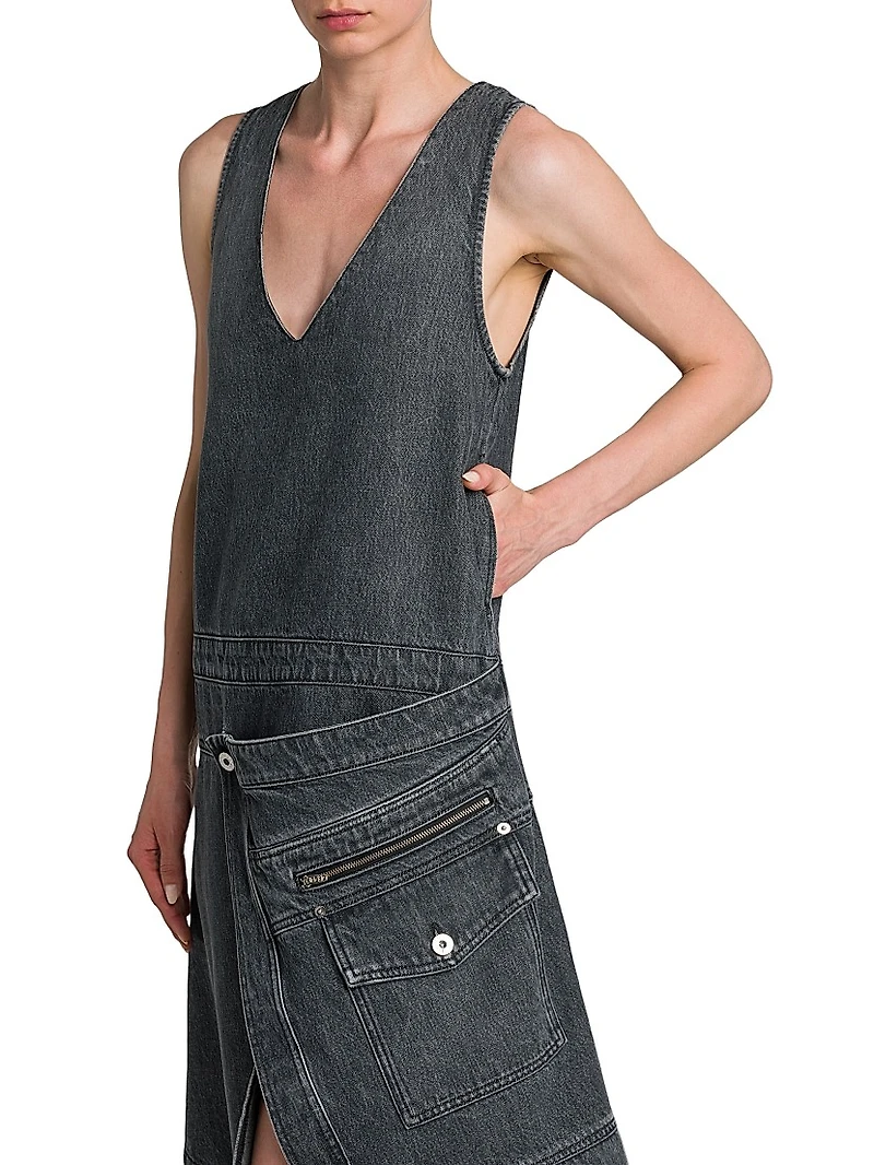 Denim Sleeveless Wrap Dress