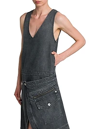 Denim Sleeveless Wrap Dress