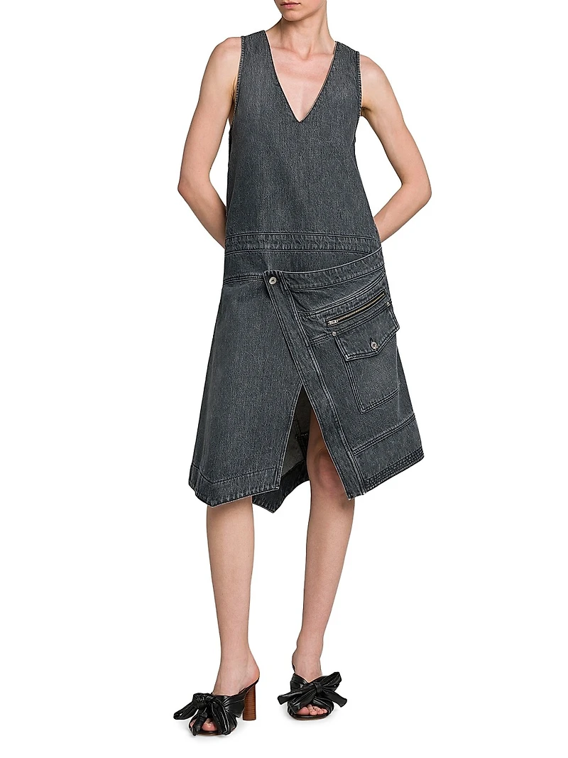 Denim Sleeveless Wrap Dress