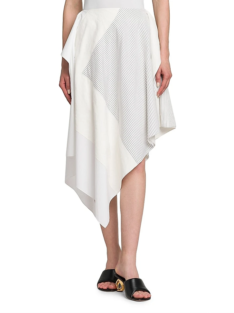 Asymmetric Cotton Midi-Skirt