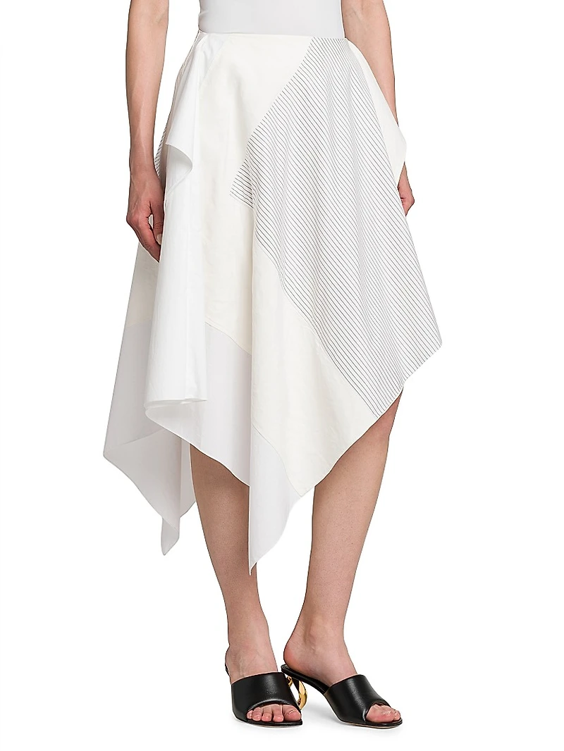 Asymmetric Cotton Midi-Skirt