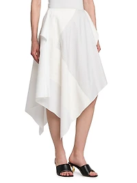 Asymmetric Cotton Midi-Skirt