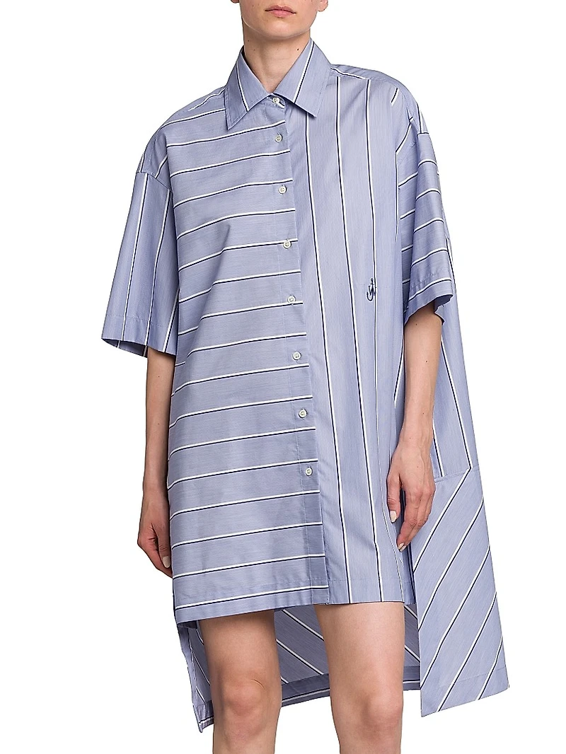 Striped Cotton Mini-Shirtdress