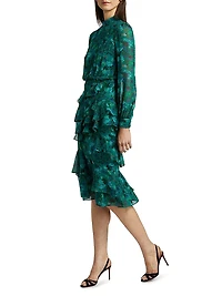 Isa Ruffle Floral Midi-Dress
