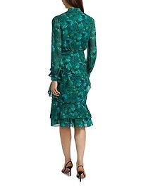 Isa Ruffle Floral Midi-Dress