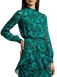 Isa Ruffle Floral Midi-Dress
