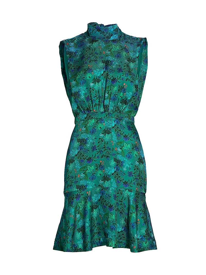 Fleur Floral Silk Satin Minidress