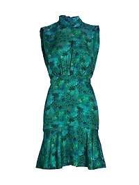 Fleur Floral Silk Satin Minidress