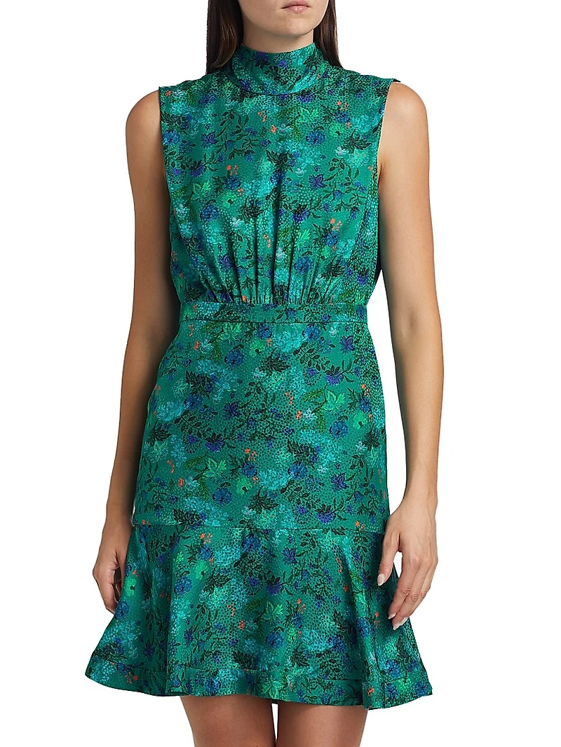 Fleur Floral Silk Satin Minidress