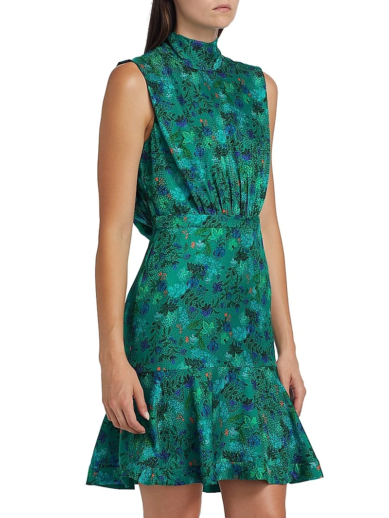 Fleur Floral Silk Satin Minidress