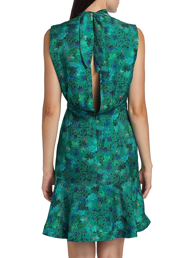 Fleur Floral Silk Satin Minidress