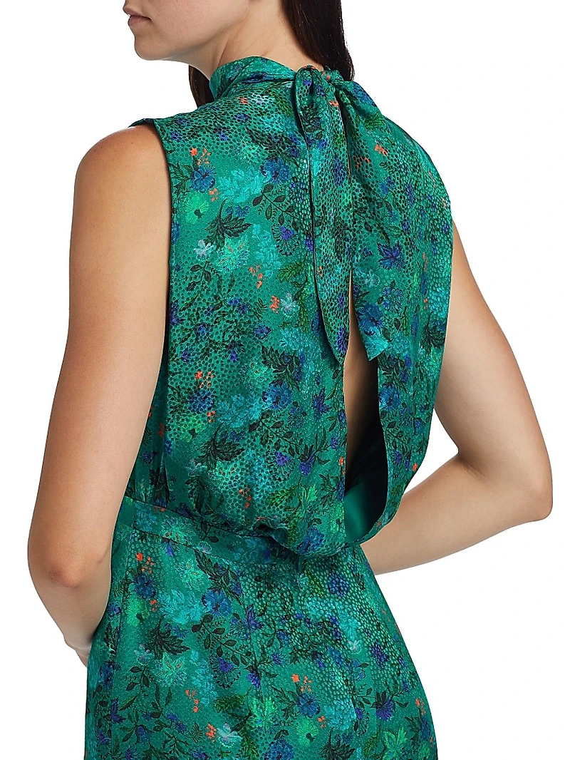 Fleur Floral Silk Satin Minidress