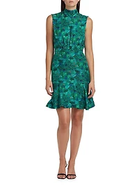 Fleur Floral Silk Satin Minidress