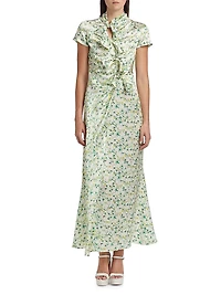 Kelly Floral Silk Satin Maxi Dress