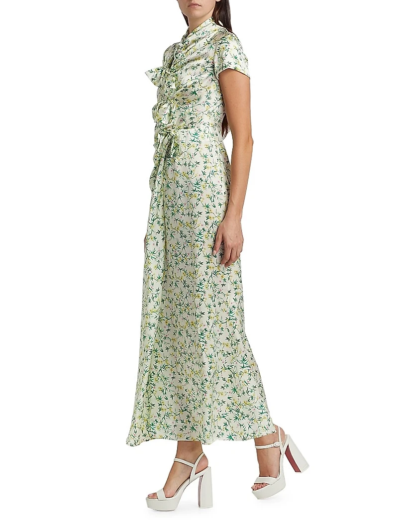 Kelly Floral Silk Satin Maxi Dress