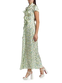 Kelly Floral Silk Satin Maxi Dress